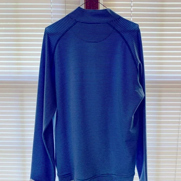 Peter Millar Azure Striped 1/4 zip shirt. - Picture 3 of 4